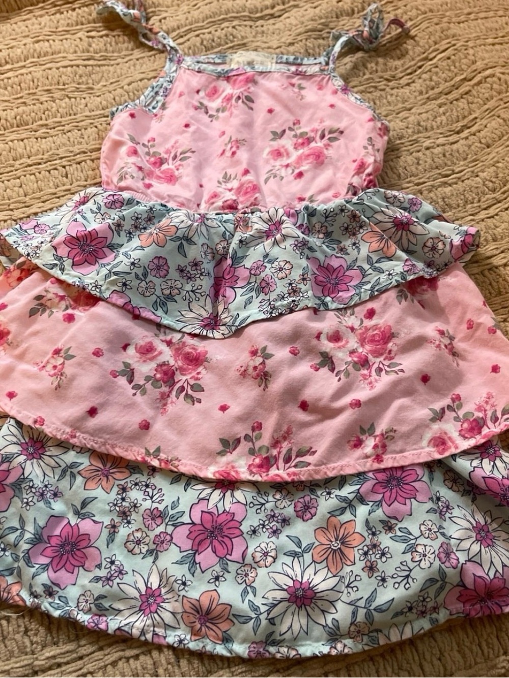 btween Pink Floral Tiered Sundress